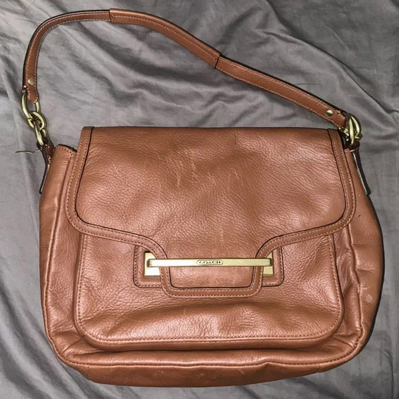 Coach Taylor Leather Flap Bag in Saddle Brown (F27481)